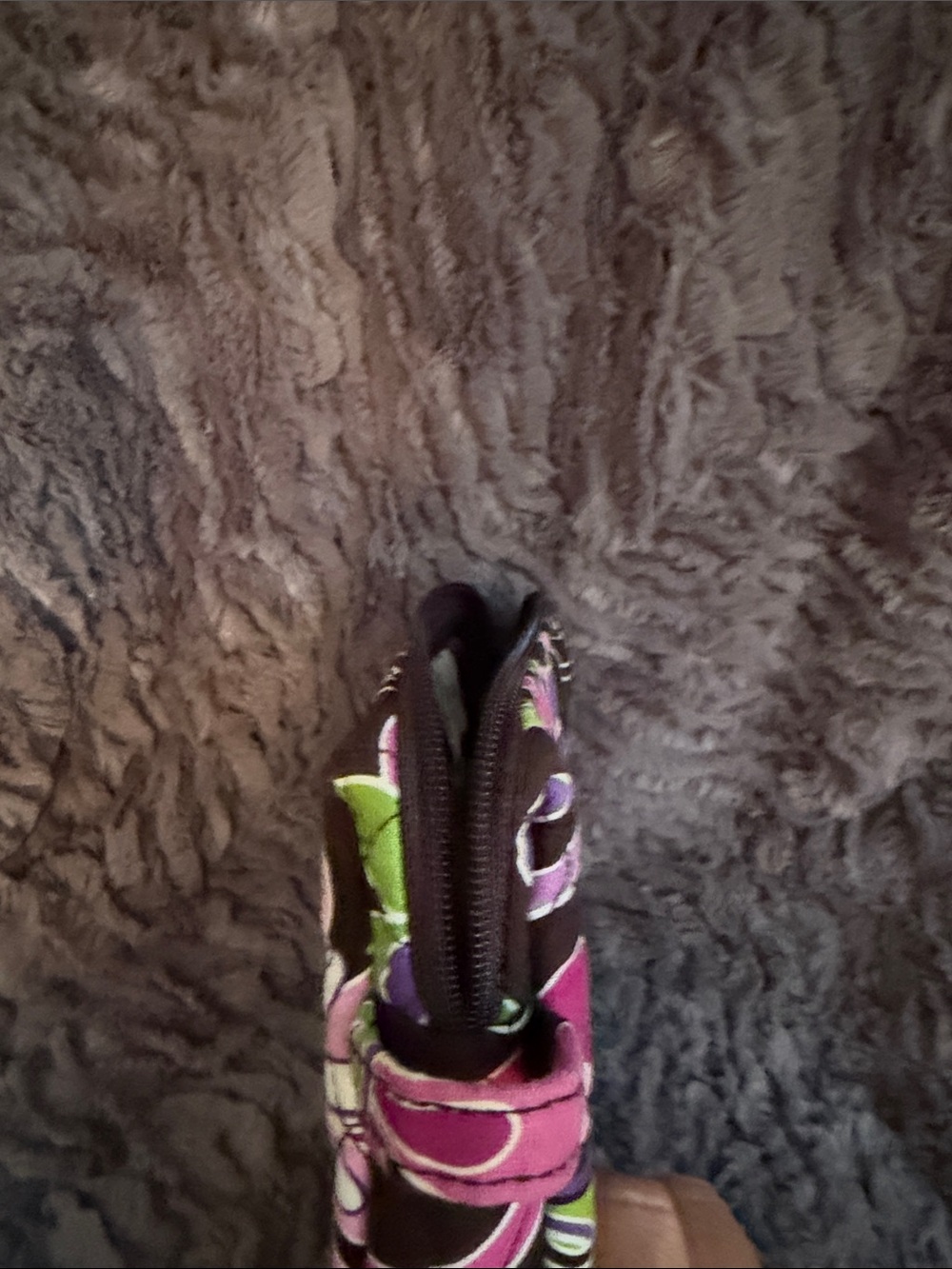 Vera Bradley Quilted Floral Cosmetic Wristlet in Black, Pink, Purple & Green - Picture 6 of 7